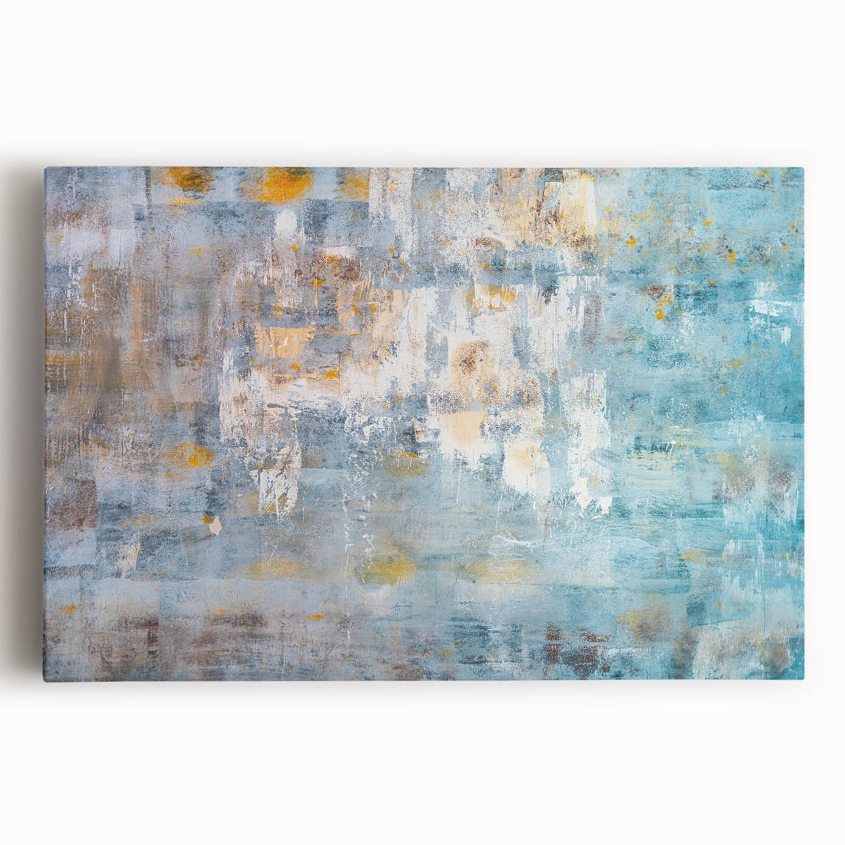 Textured Abstract Wall Art – Blue and Yellow Modern Canvas Art
