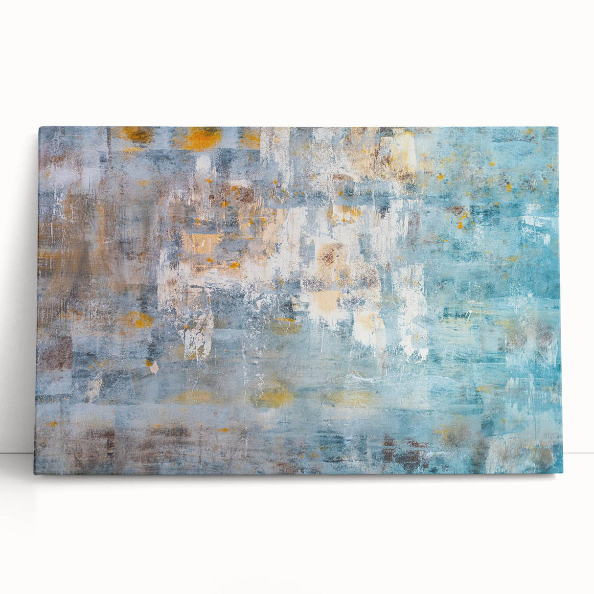 Textured Abstract Wall Art – Blue and Yellow Modern Canvas Art