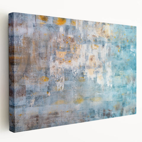 Textured Abstract Wall Art – Blue and Yellow Modern Canvas Art