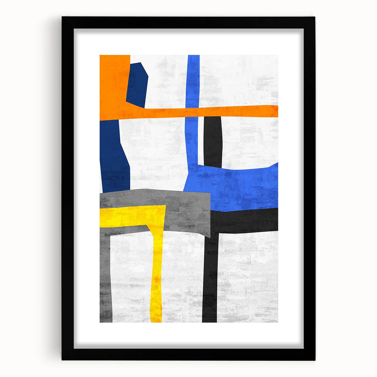 Contemporary Abstract Art – Bold Geometric Canvas in Blue & Yellow