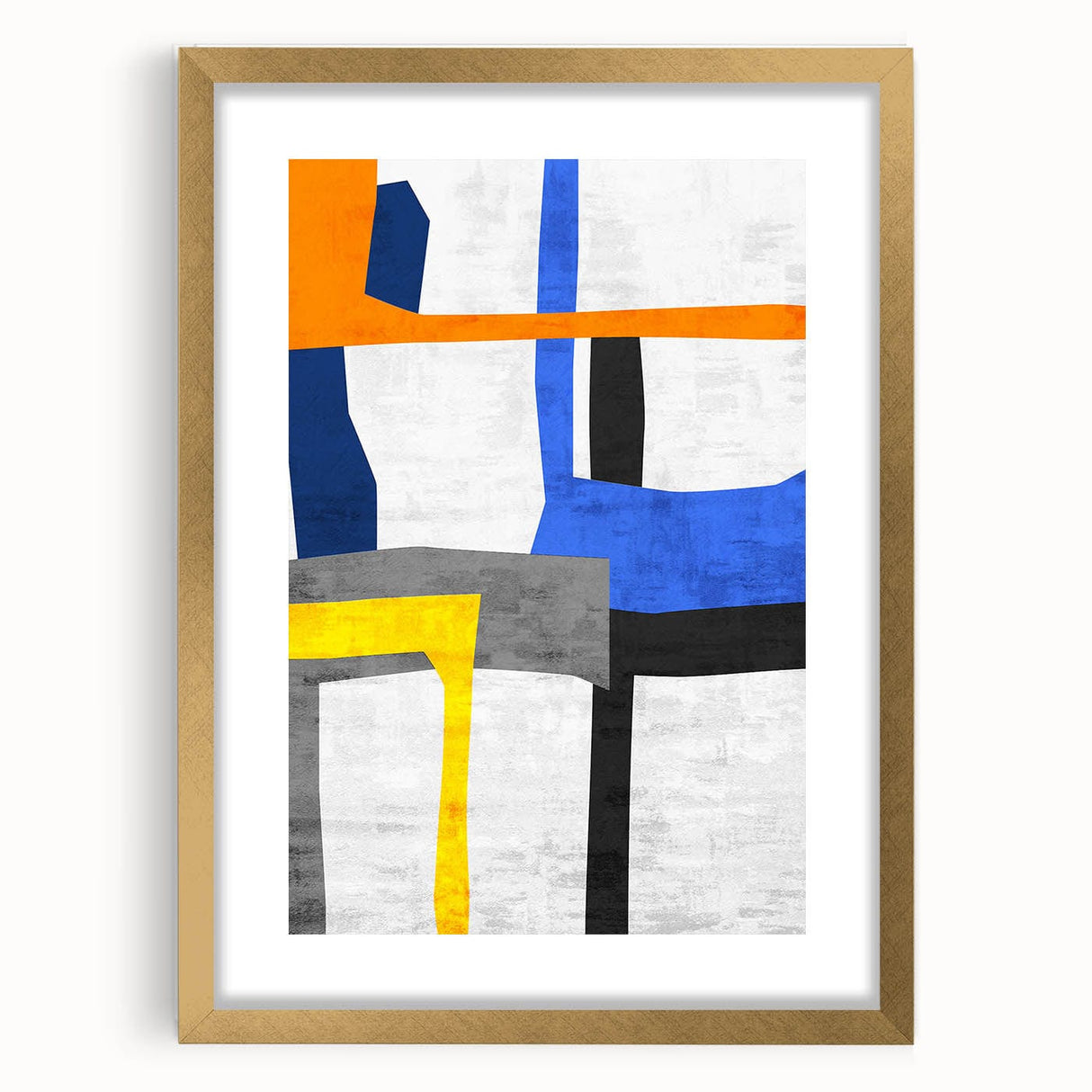 Contemporary Abstract Art – Bold Geometric Canvas in Blue & Yellow