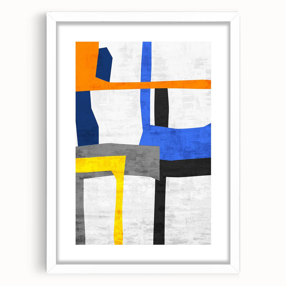 Contemporary Abstract Art – Bold Geometric Canvas in Blue & Yellow