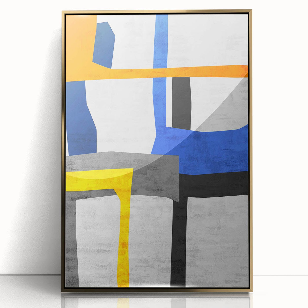 Contemporary Abstract Art – Bold Geometric Canvas in Blue & Yellow
