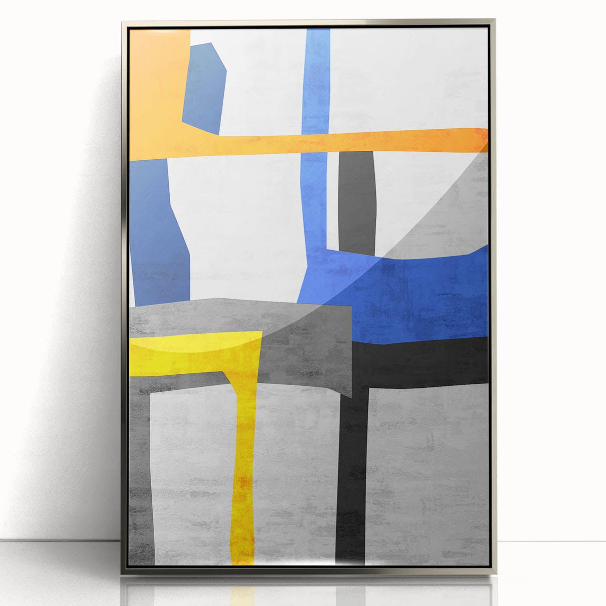 Contemporary Abstract Art – Bold Geometric Canvas in Blue & Yellow