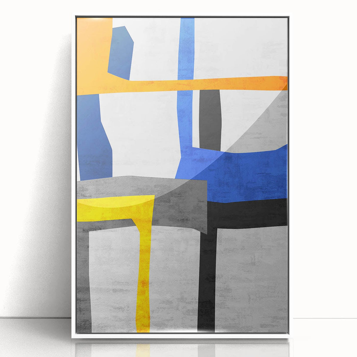 Contemporary Abstract Art – Bold Geometric Canvas in Blue & Yellow