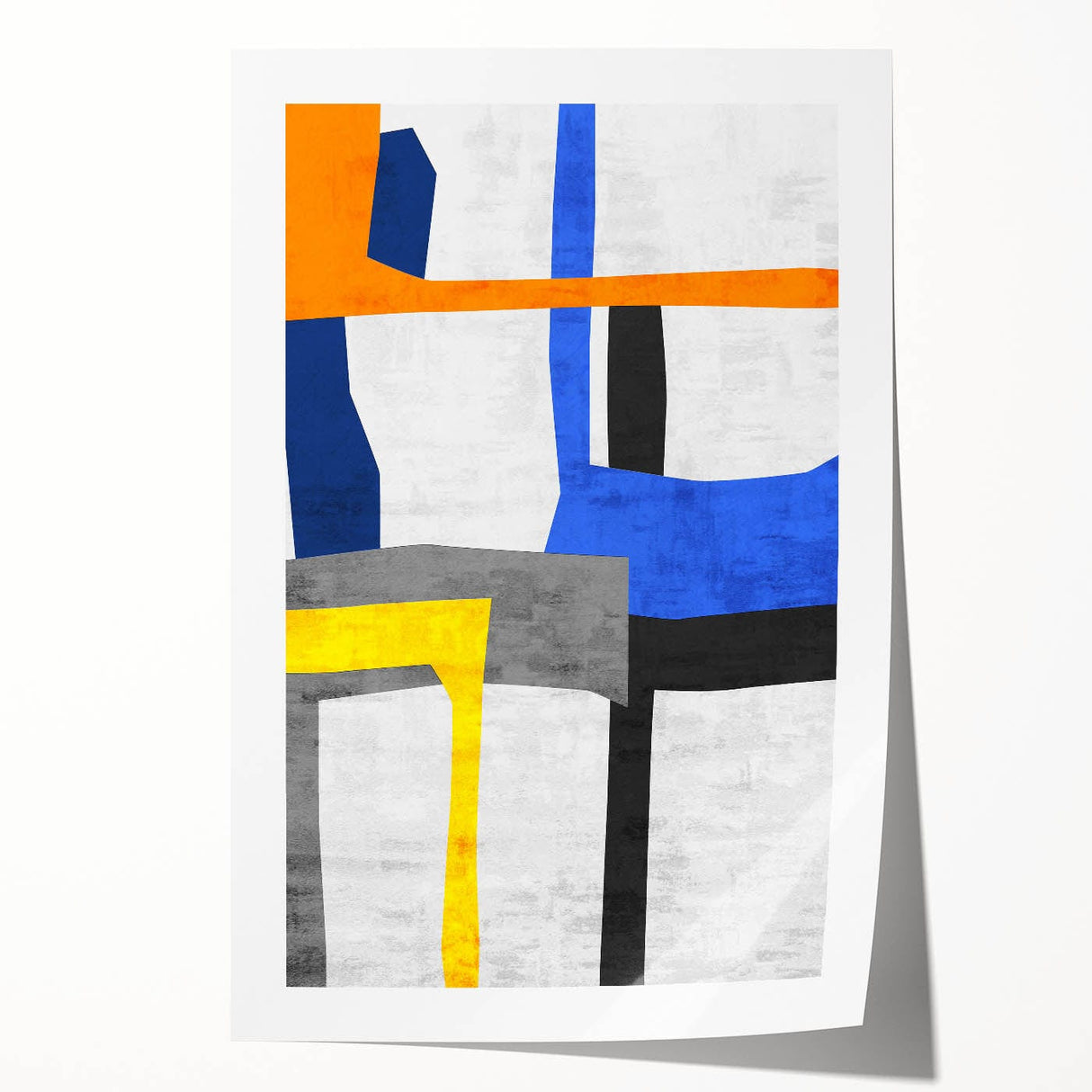 Contemporary Abstract Art – Bold Geometric Canvas in Blue & Yellow