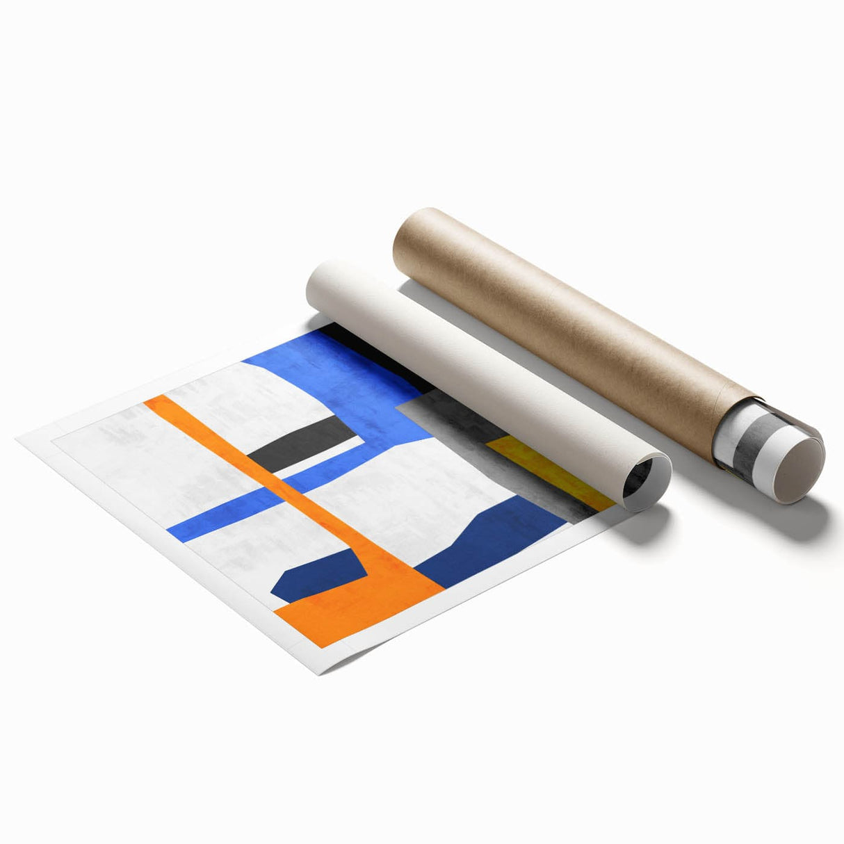 Contemporary Abstract Art – Bold Geometric Canvas in Blue & Yellow