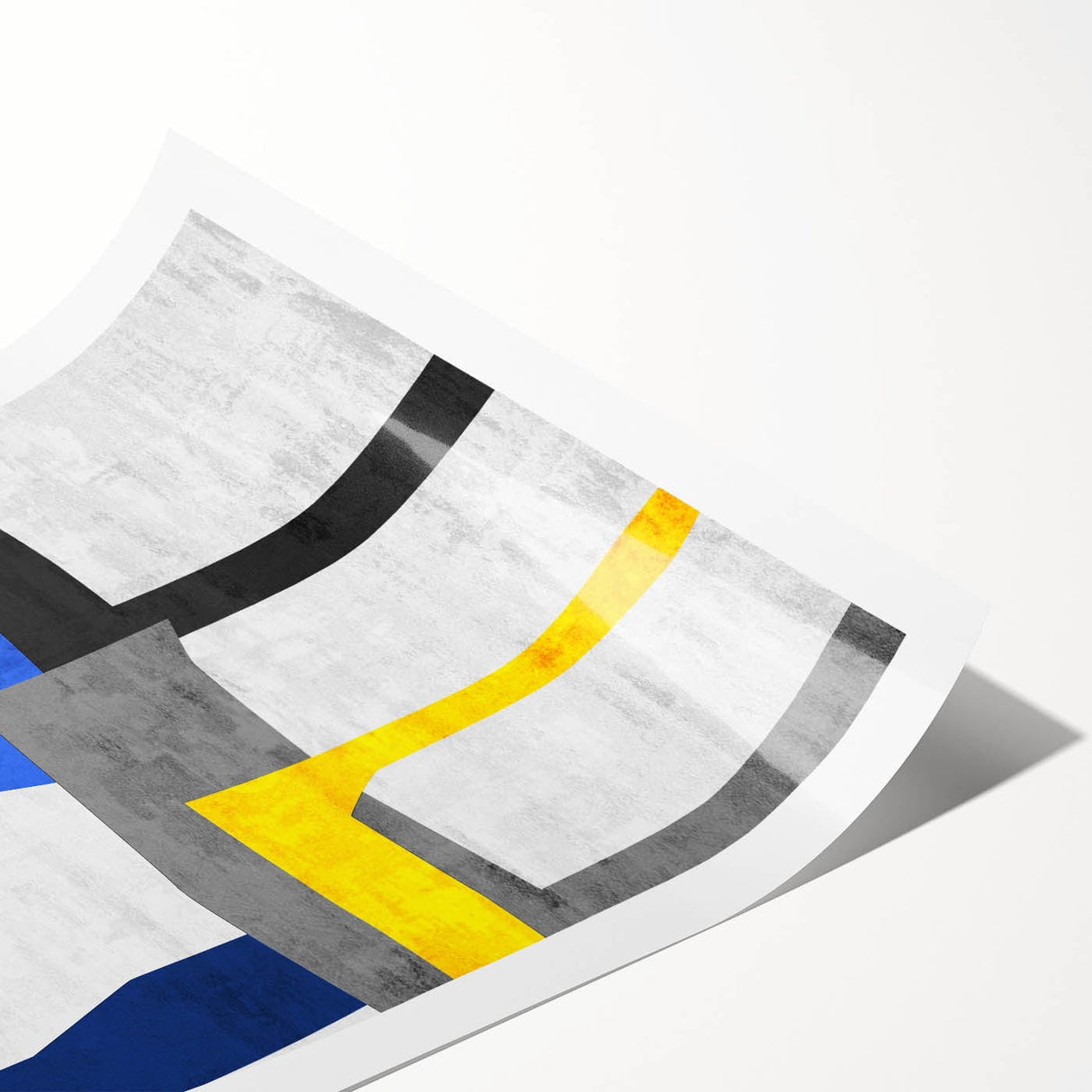 Contemporary Abstract Art – Bold Geometric Canvas in Blue & Yellow