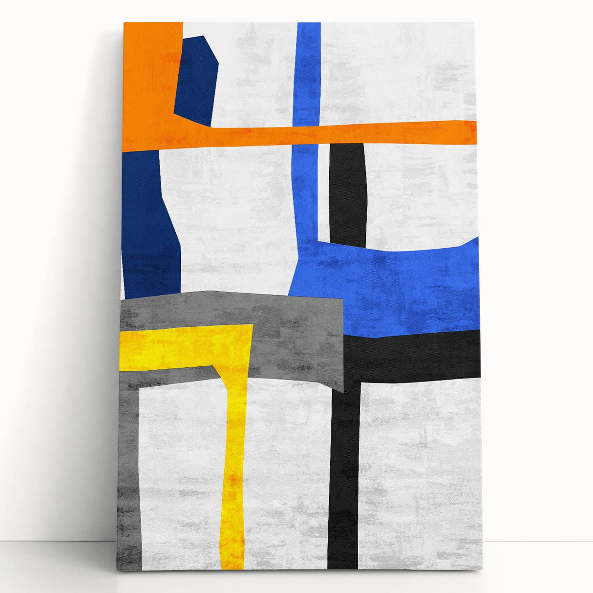 Contemporary Abstract Art – Bold Geometric Canvas in Blue & Yellow