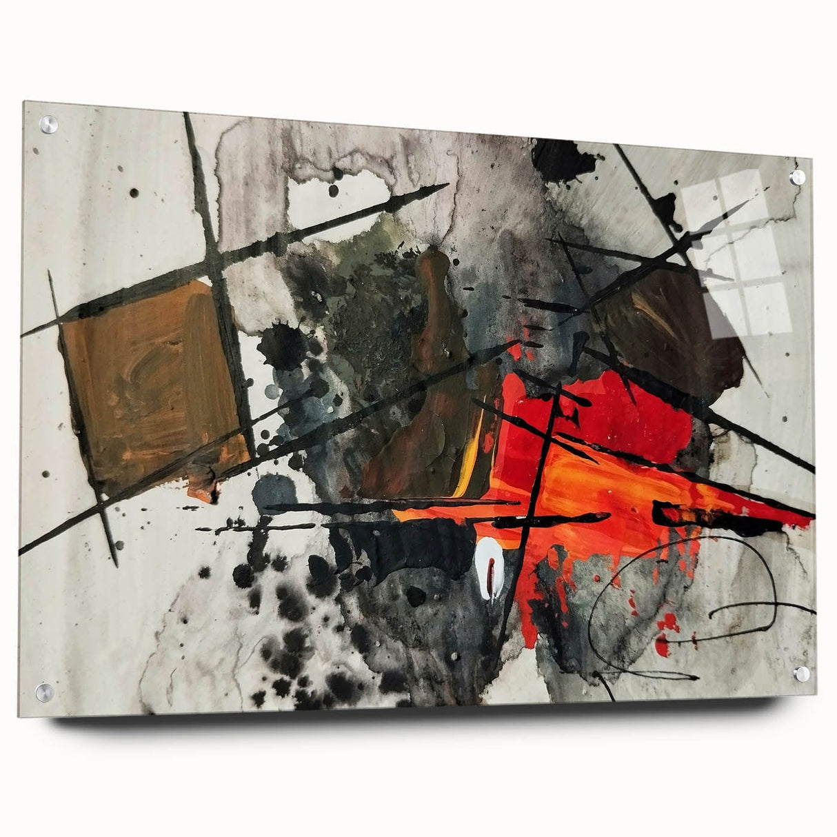 Abstract Canvas Wall Art – Fiery Red and Black Expressionist Painting