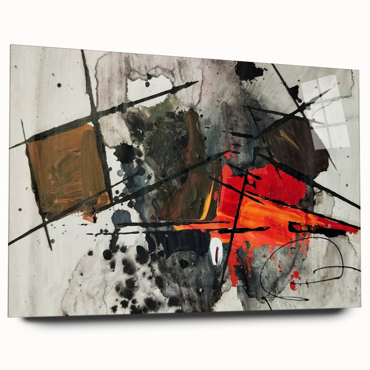 Abstract Canvas Wall Art – Fiery Red and Black Expressionist Painting