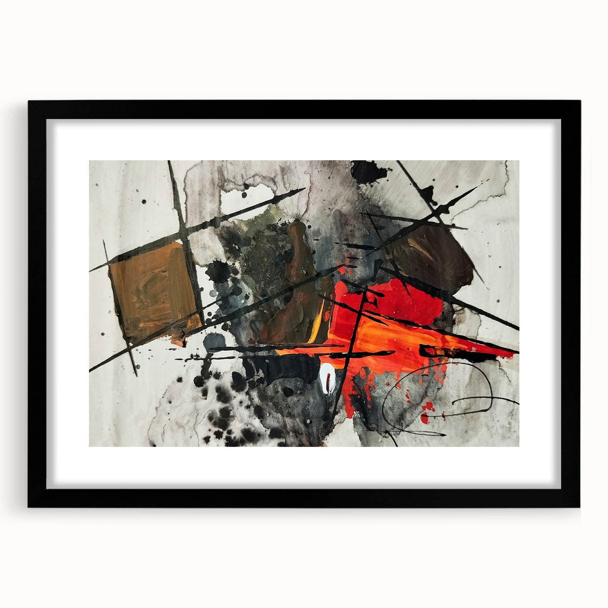 Abstract Canvas Wall Art – Fiery Red and Black Expressionist Painting