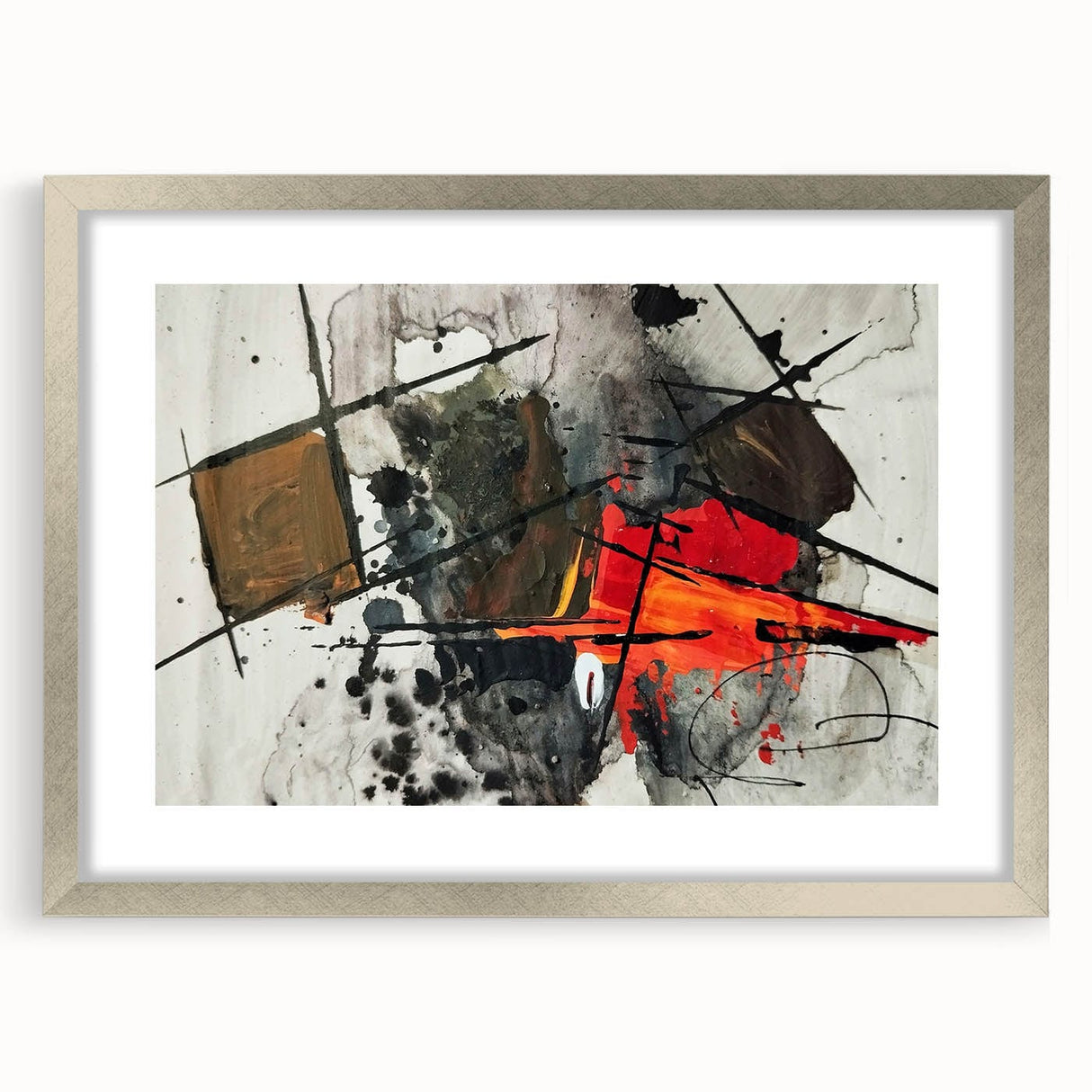 Abstract Canvas Wall Art – Fiery Red and Black Expressionist Painting