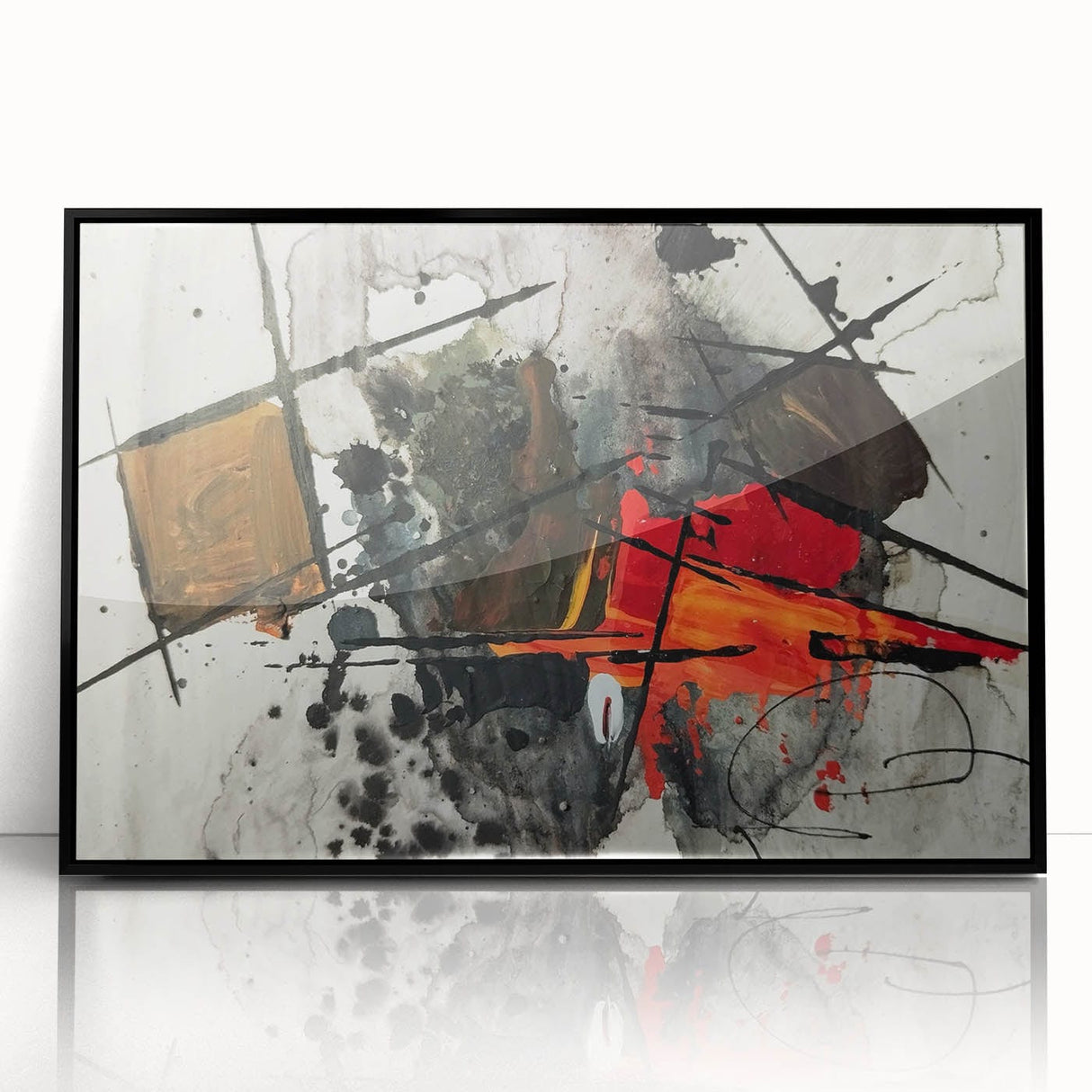 Abstract Canvas Wall Art – Fiery Red and Black Expressionist Painting