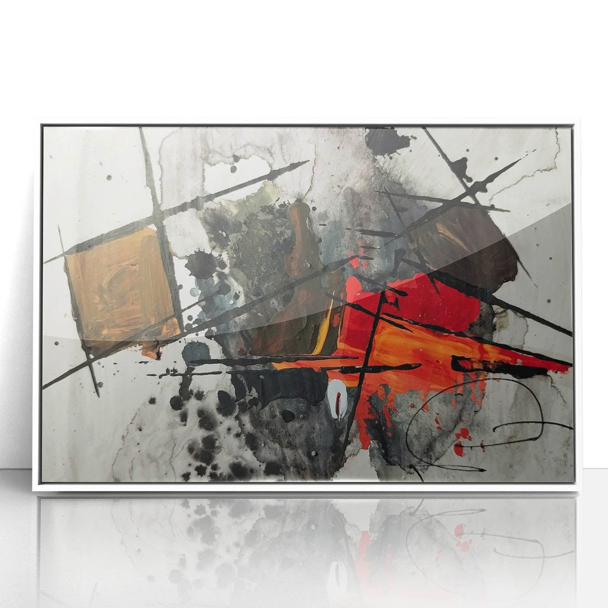 Abstract Canvas Wall Art – Fiery Red and Black Expressionist Painting