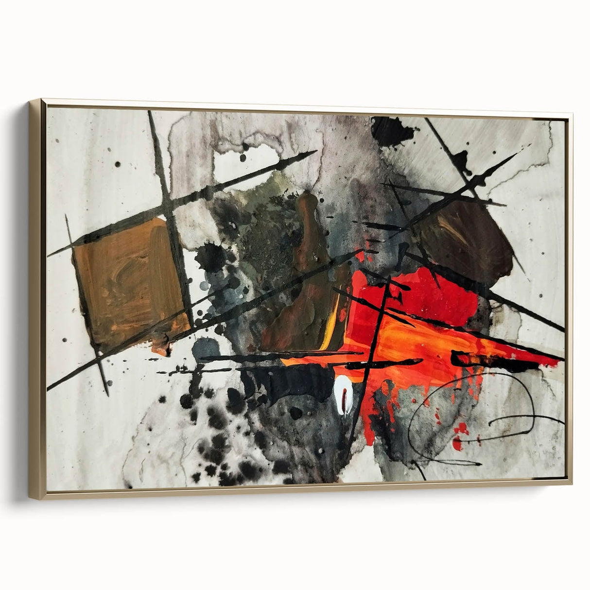 Abstract Canvas Wall Art – Fiery Red and Black Expressionist Painting