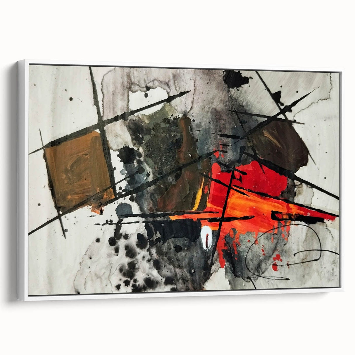 Abstract Canvas Wall Art – Fiery Red and Black Expressionist Painting