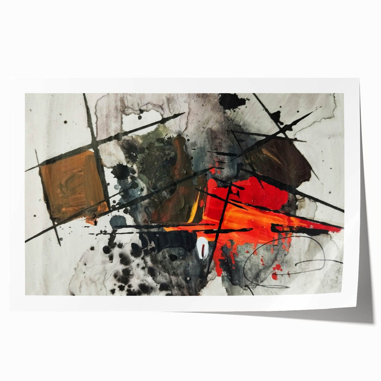Abstract Canvas Wall Art – Fiery Red and Black Expressionist Painting