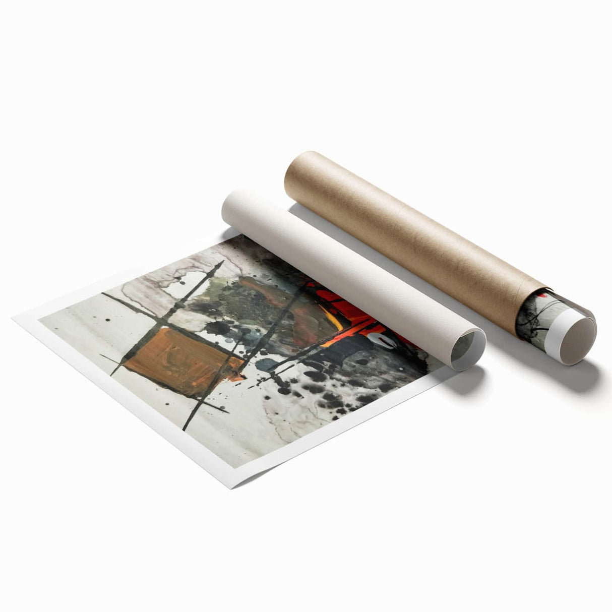 Abstract Canvas Wall Art – Fiery Red and Black Expressionist Painting