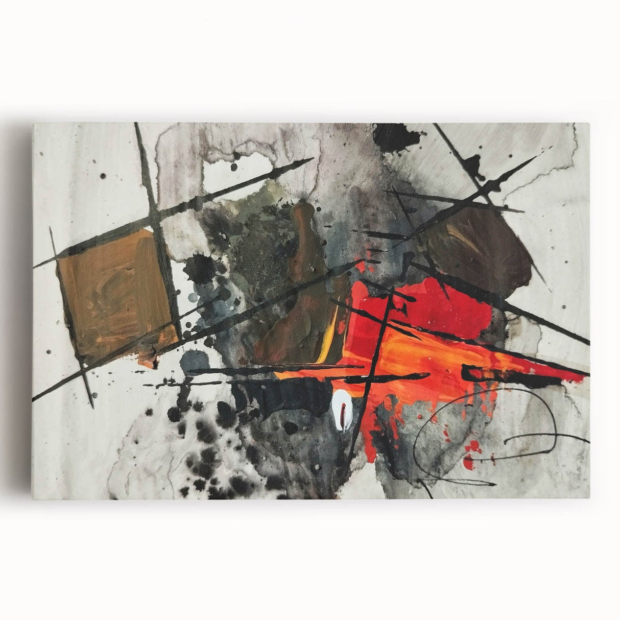 Abstract Canvas Wall Art – Fiery Red and Black Expressionist Painting