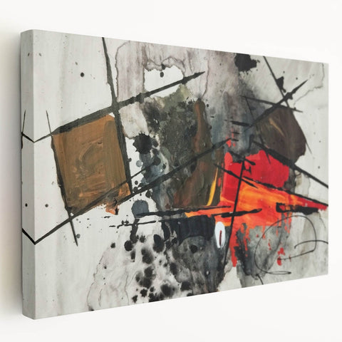 Abstract Canvas Wall Art – Fiery Red and Black Expressionist Painting