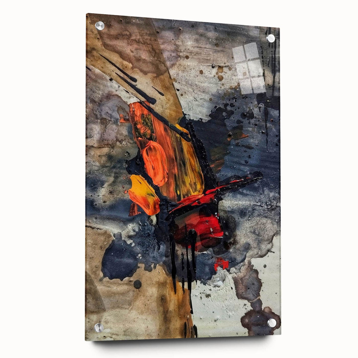 Large Abstract Wall Art – Bold Earthy & Fiery Expressionist Painting