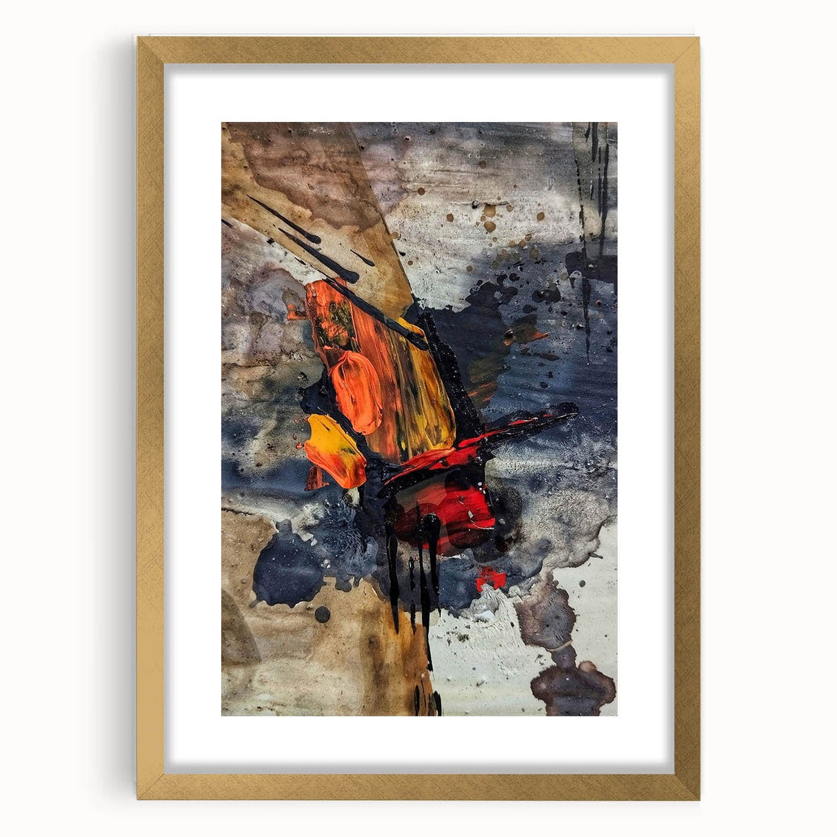 Large Abstract Wall Art – Bold Earthy & Fiery Expressionist Painting