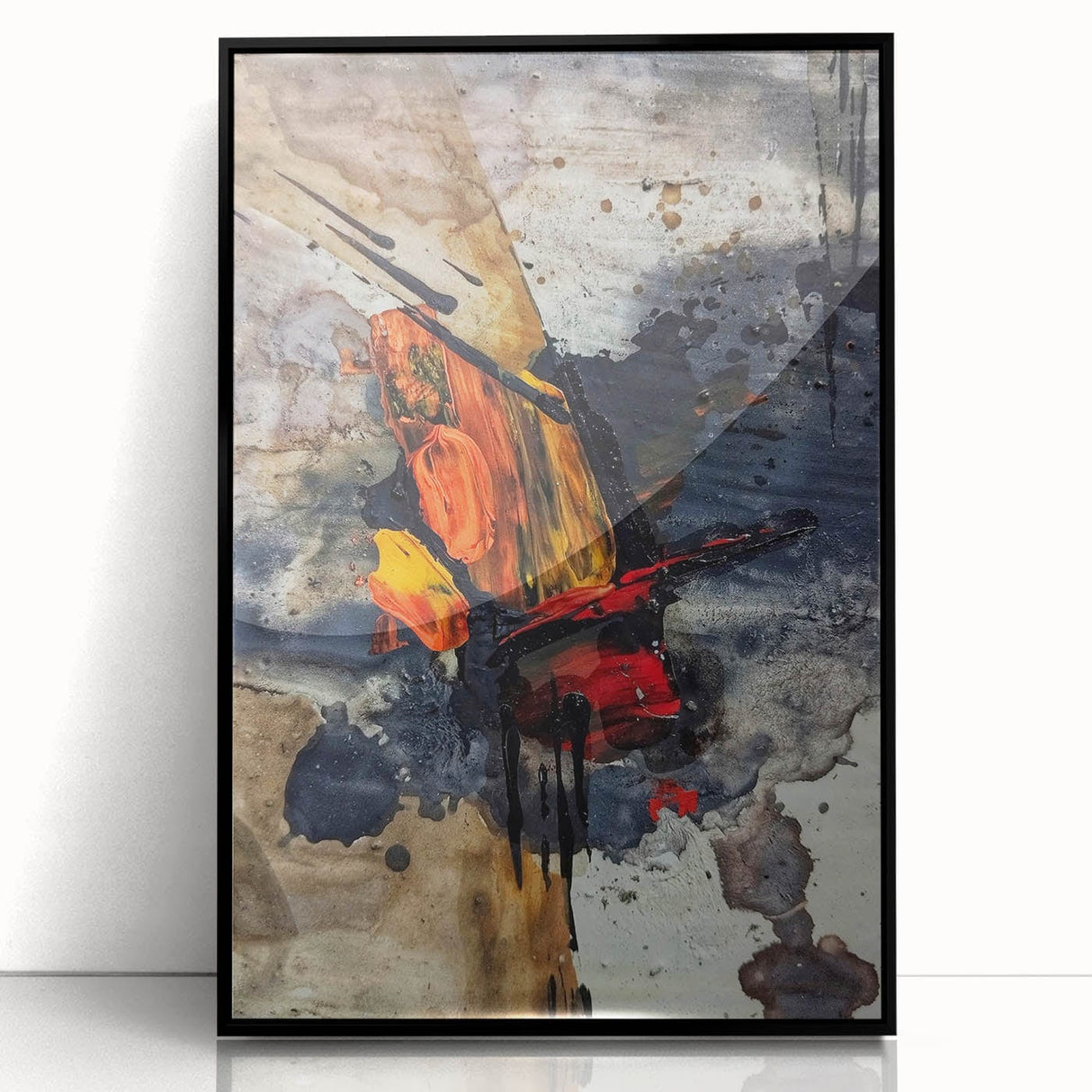 Large Abstract Wall Art – Bold Earthy & Fiery Expressionist Painting