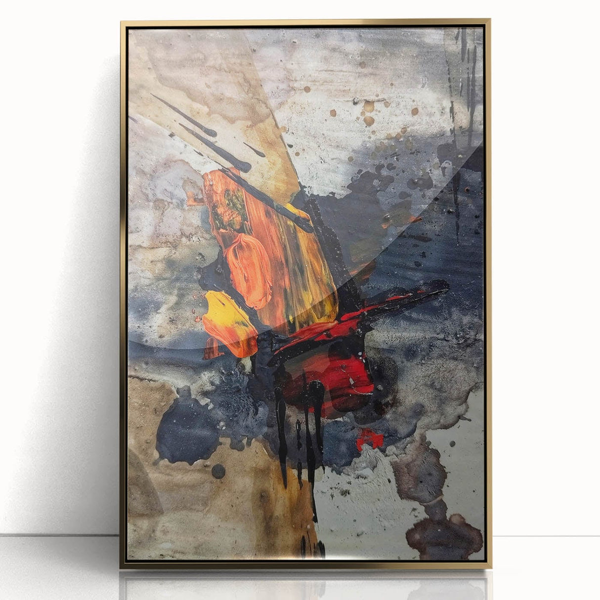 Large Abstract Wall Art – Bold Earthy & Fiery Expressionist Painting