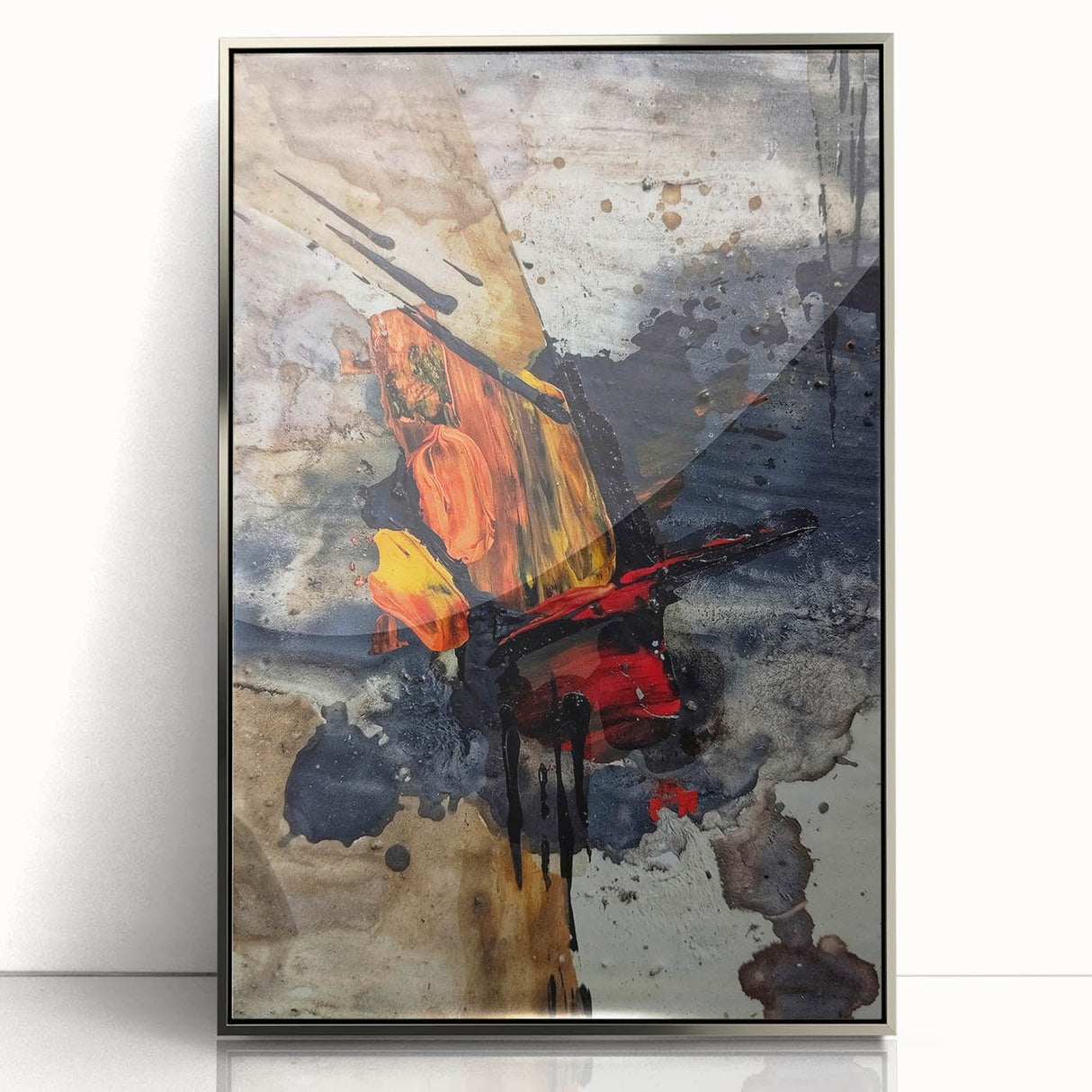 Large Abstract Wall Art – Bold Earthy & Fiery Expressionist Painting