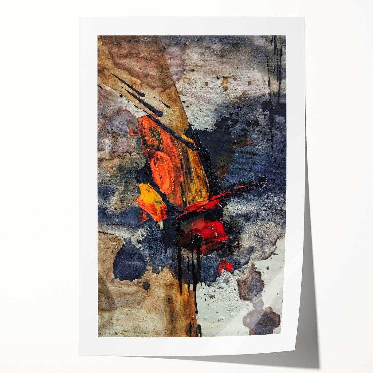 Large Abstract Wall Art – Bold Earthy & Fiery Expressionist Painting