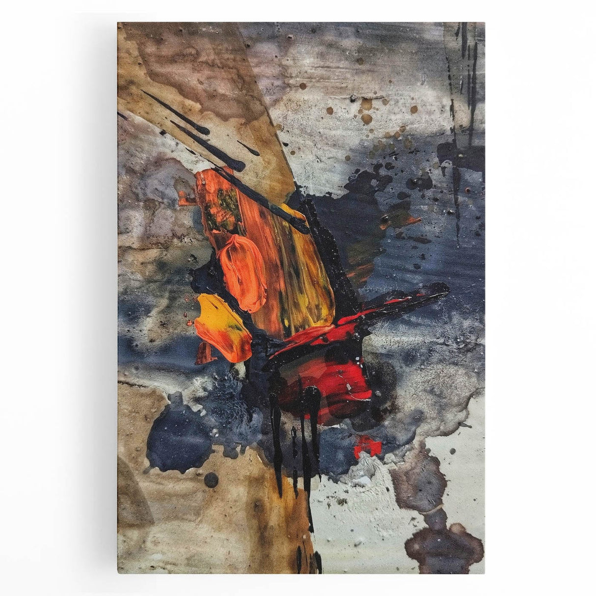 Large Abstract Wall Art – Bold Earthy & Fiery Expressionist Painting