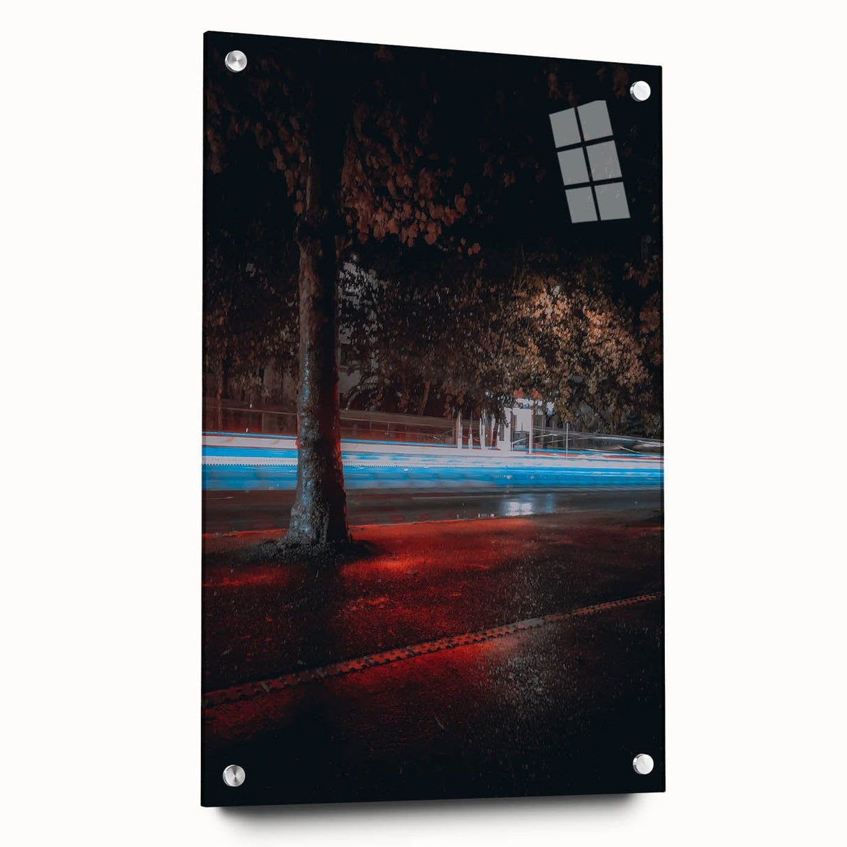 Contemporary city wall decor – Night traffic light trail art print