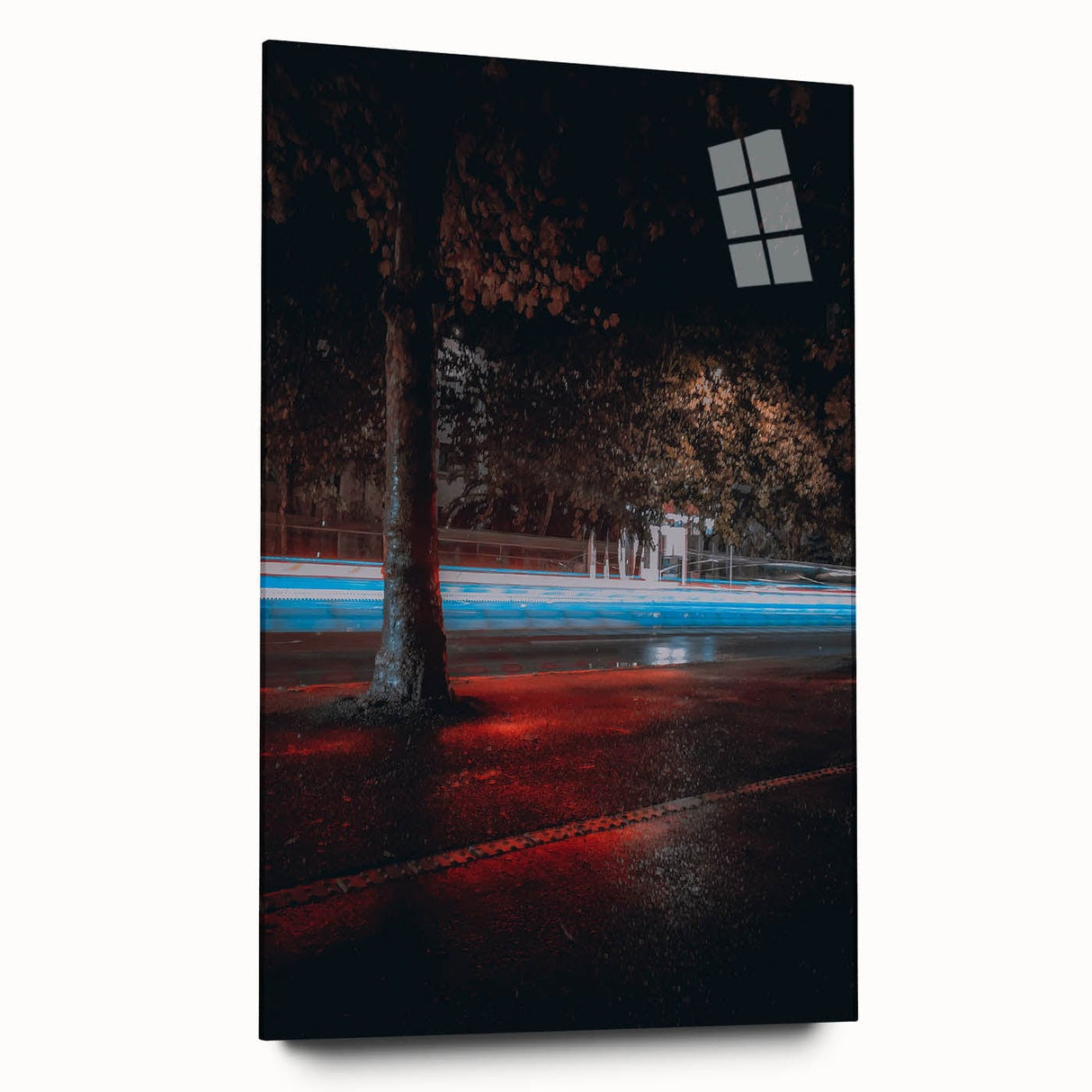 Contemporary city wall decor – Night traffic light trail art print