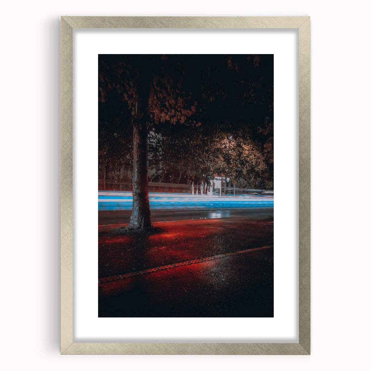 Contemporary city wall decor – Night traffic light trail art print
