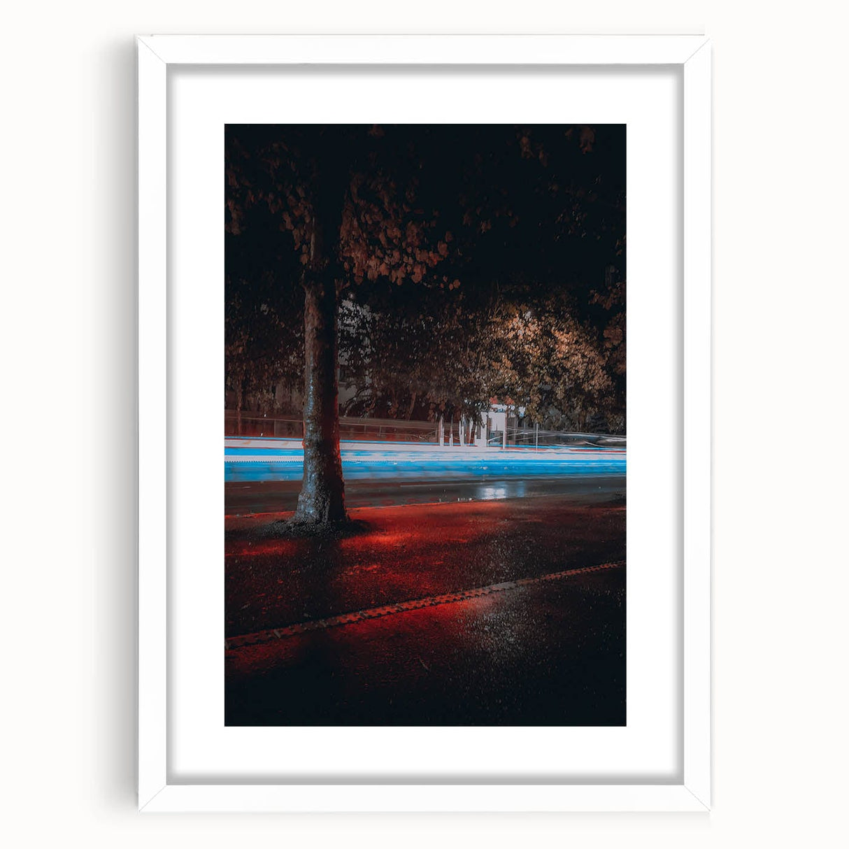 Contemporary city wall decor – Night traffic light trail art print