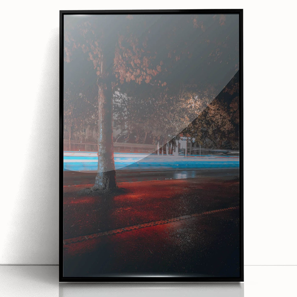 Contemporary city wall decor – Night traffic light trail art print