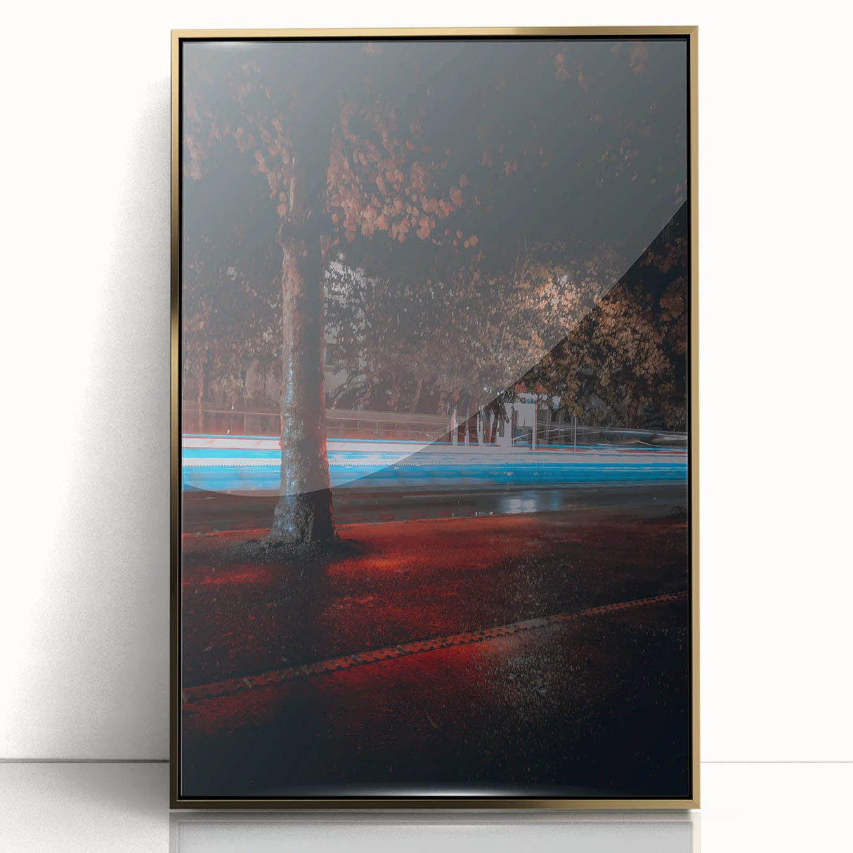 Contemporary city wall decor – Night traffic light trail art print