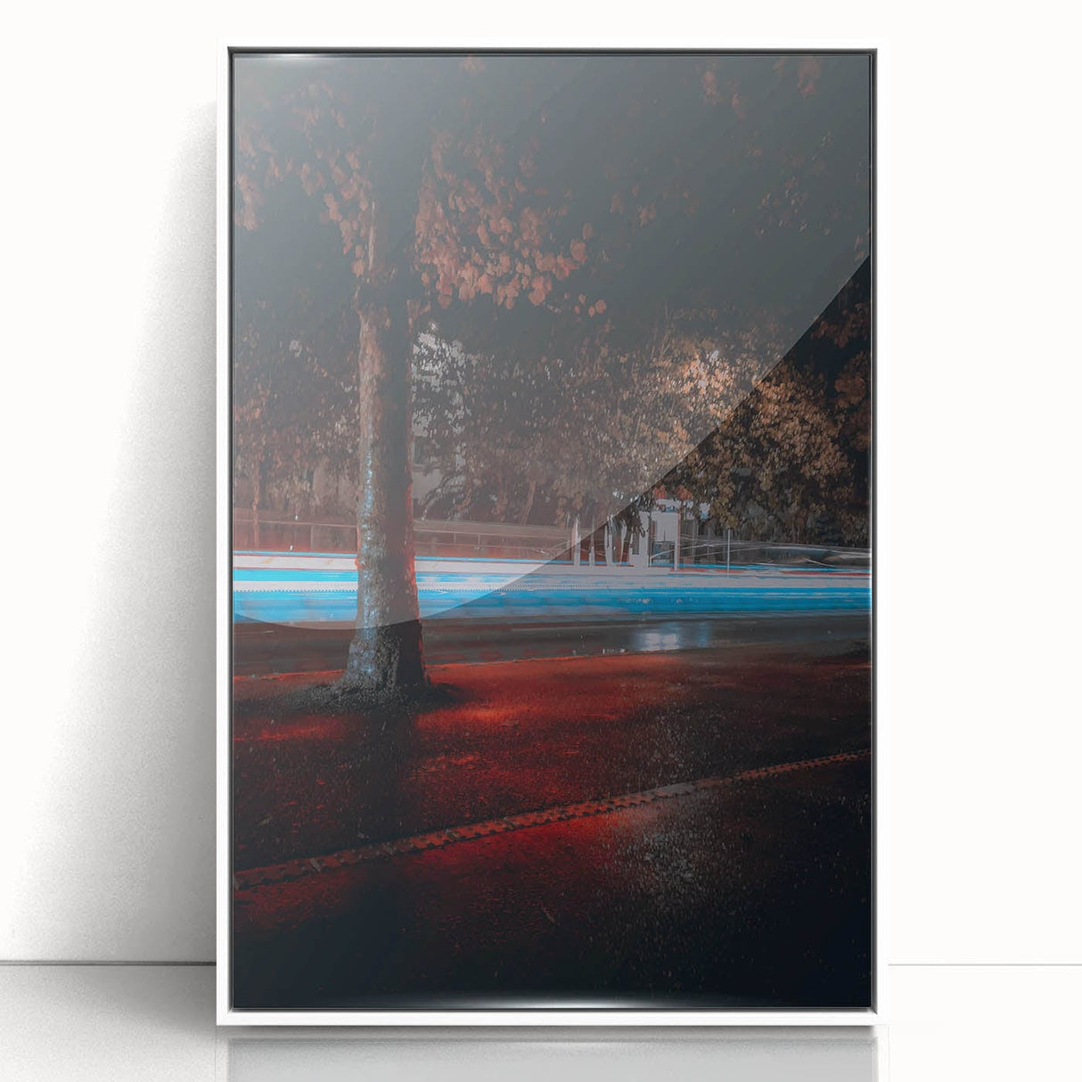 Contemporary city wall decor – Night traffic light trail art print