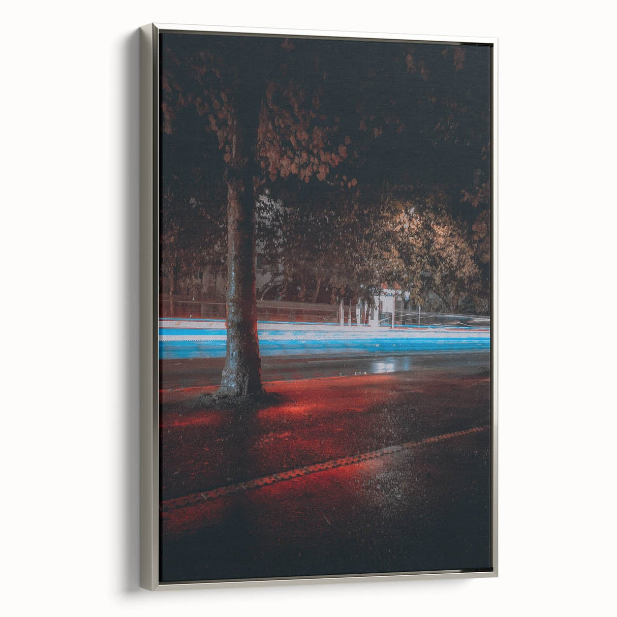 Contemporary city wall decor – Night traffic light trail art print