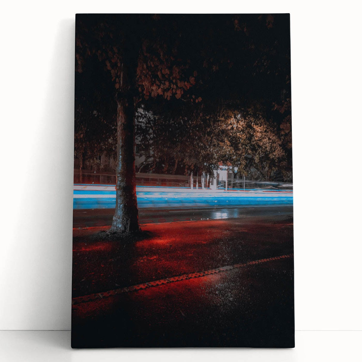 Contemporary city wall decor – Night traffic light trail art print