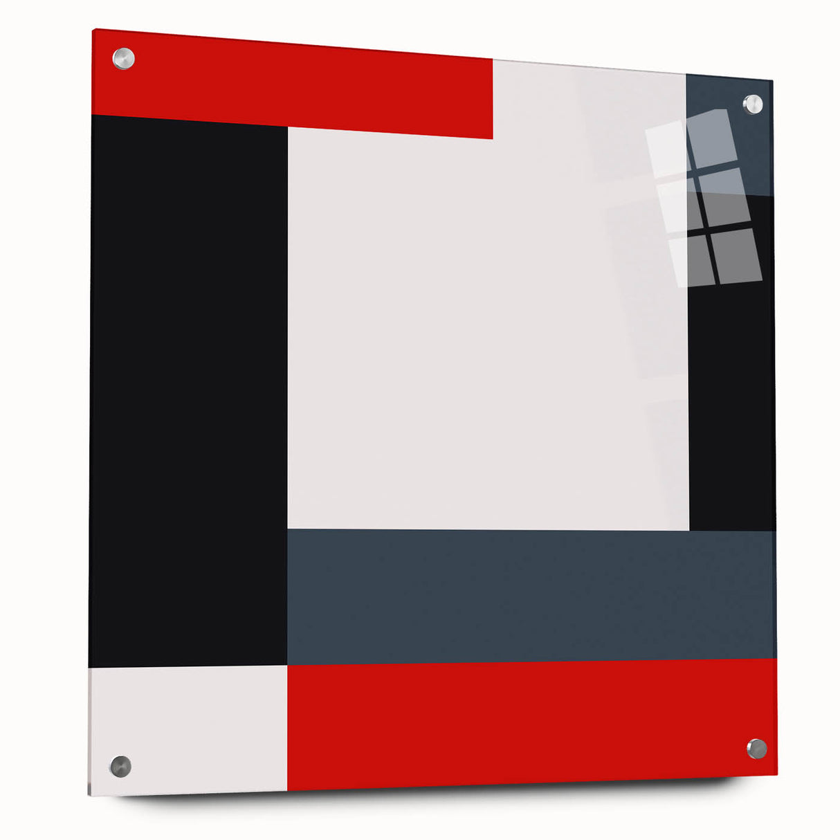 Modern Abstract Wall Art - Red, Black, and White Geometric Print