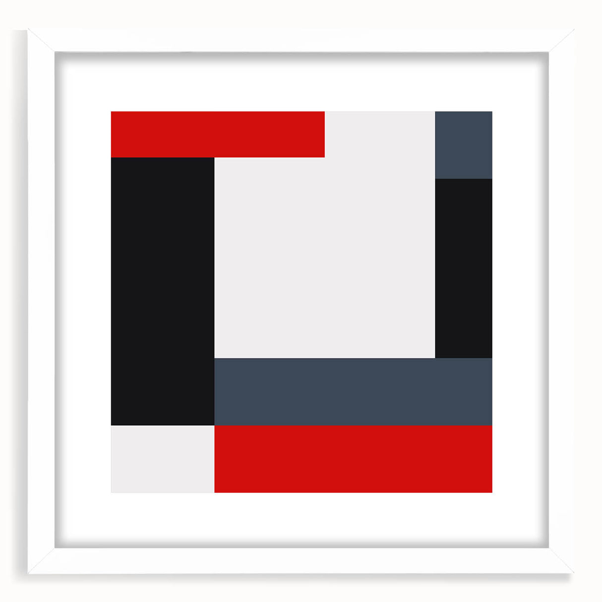 Modern Abstract Wall Art - Red, Black, and White Geometric Print