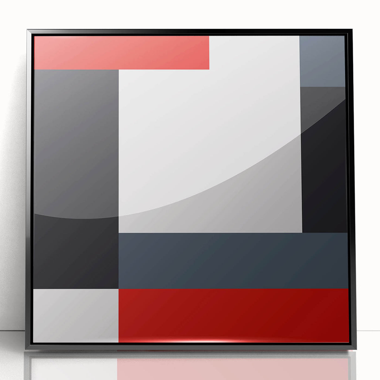 Modern Abstract Wall Art - Red, Black, and White Geometric Print