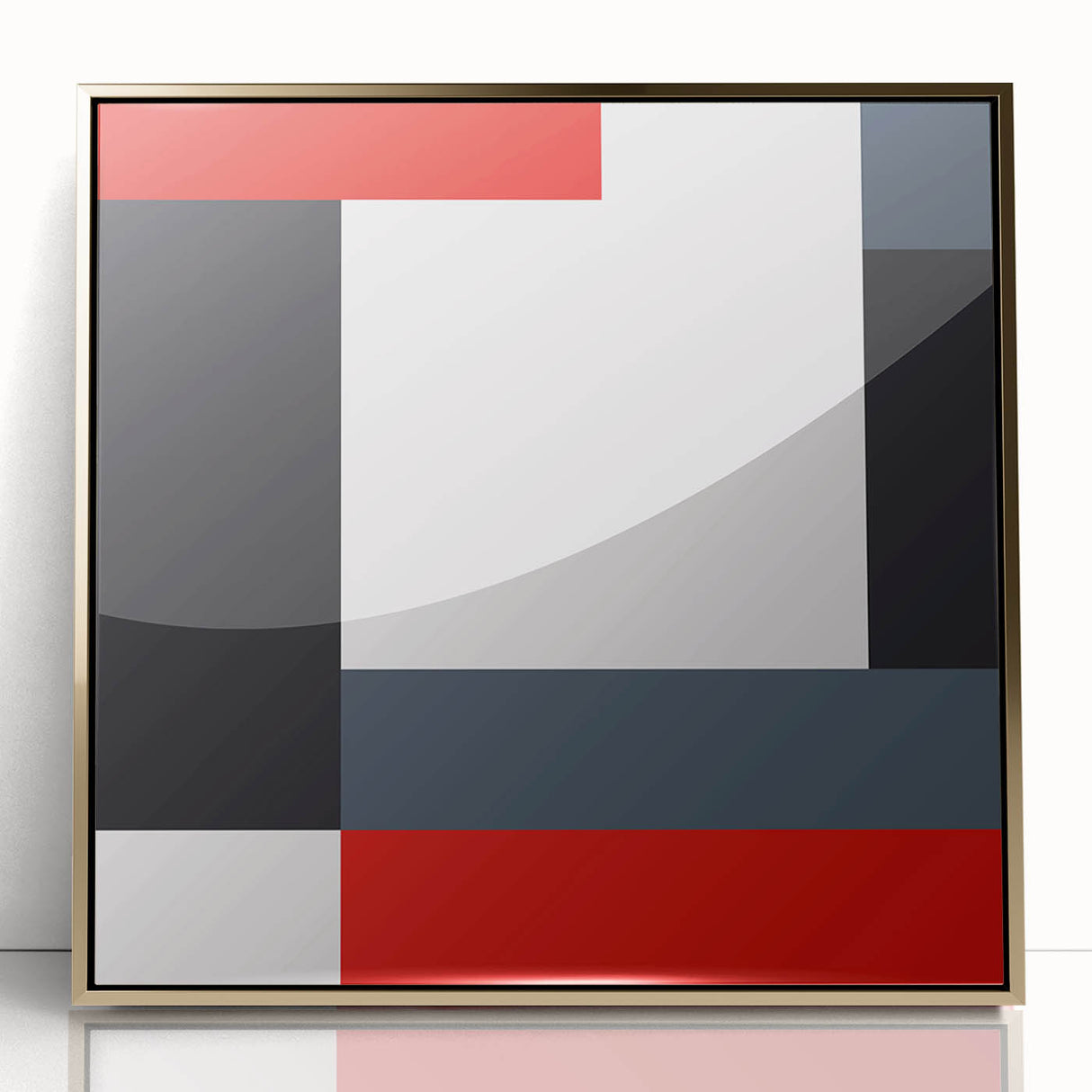 Modern Abstract Wall Art - Red, Black, and White Geometric Print