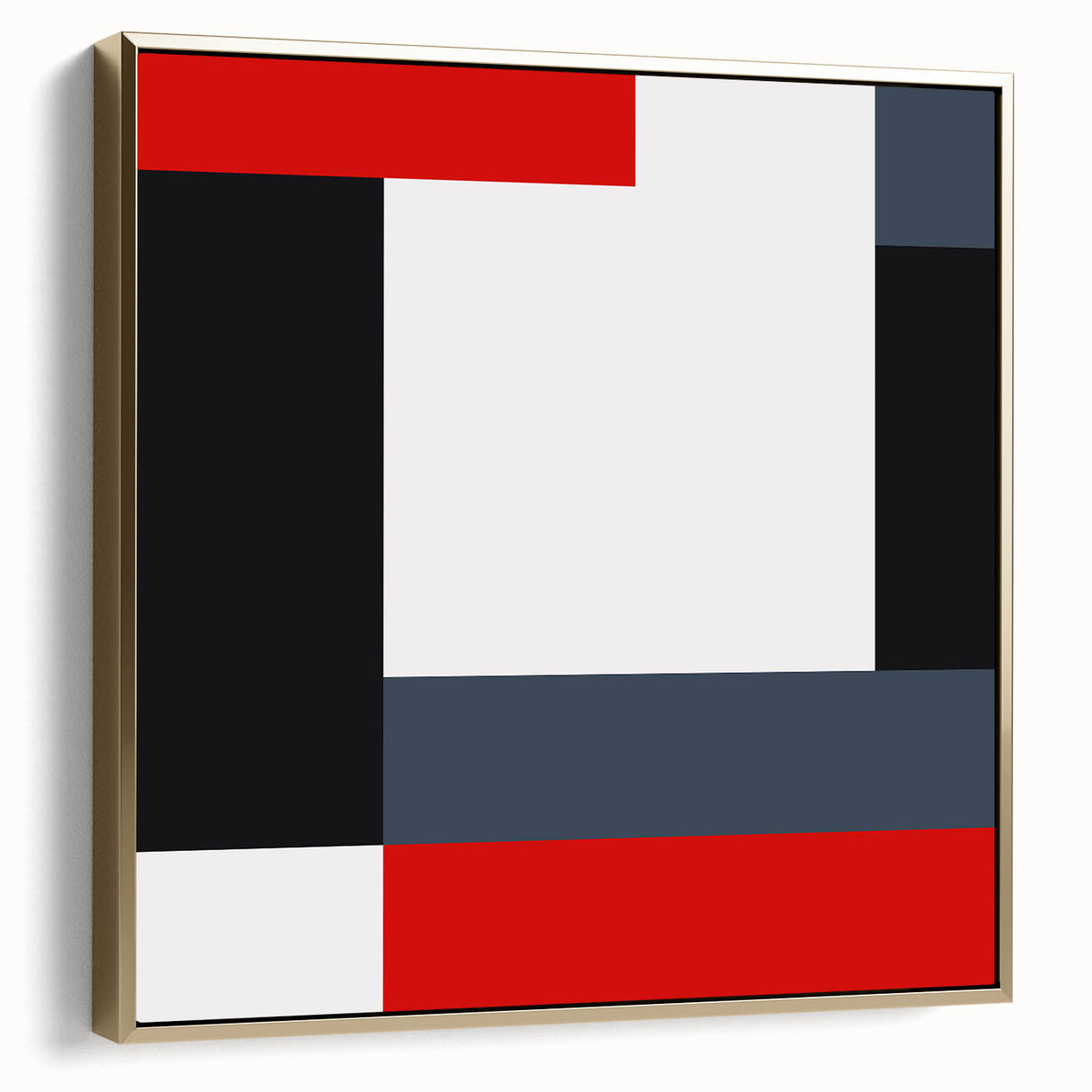 Modern Abstract Wall Art - Red, Black, and White Geometric Print