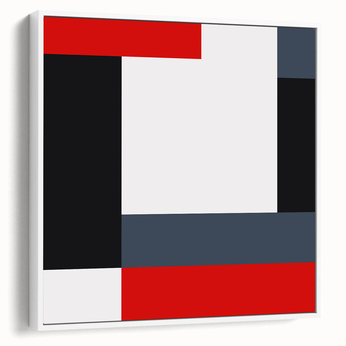 Modern Abstract Wall Art - Red, Black, and White Geometric Print