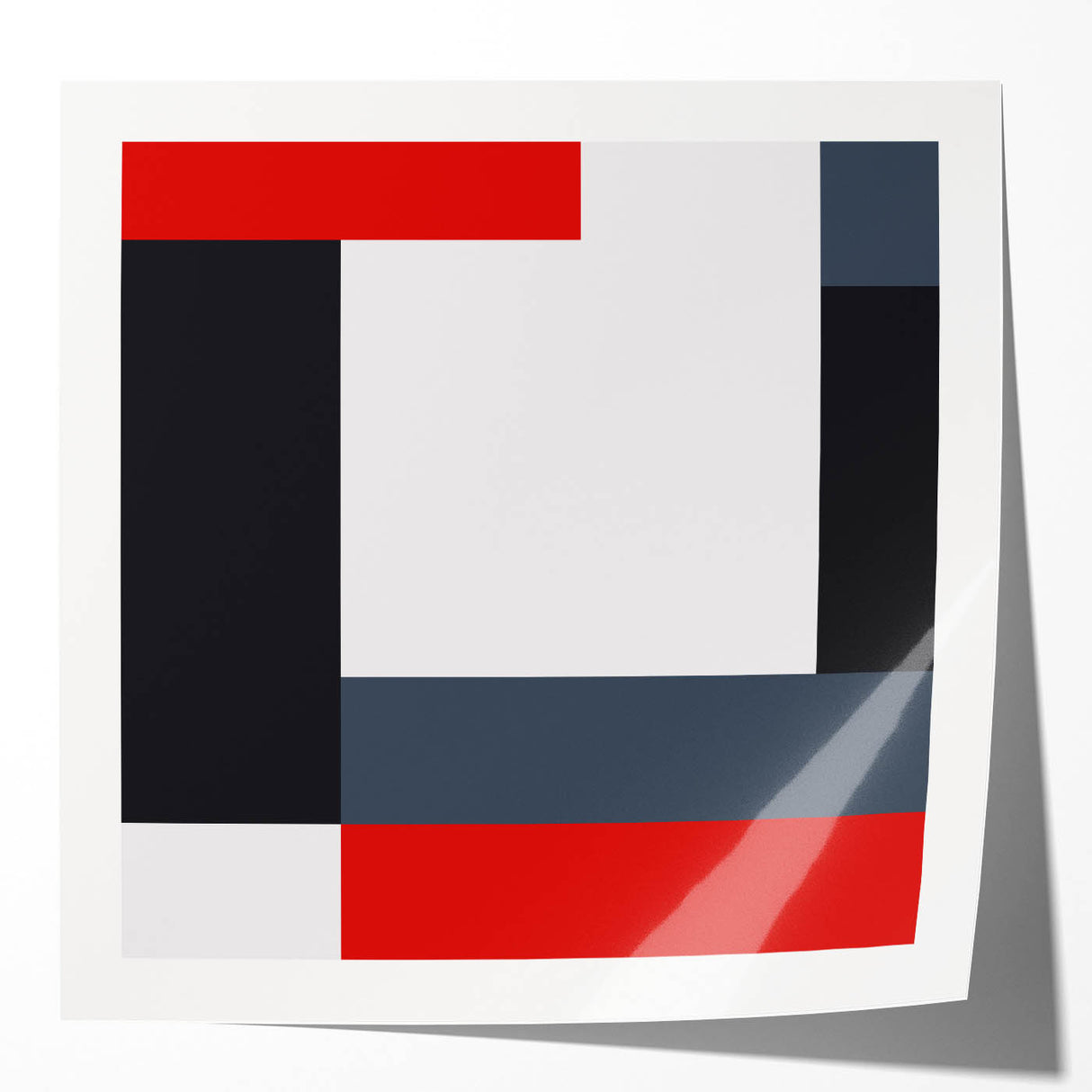 Modern Abstract Wall Art - Red, Black, and White Geometric Print
