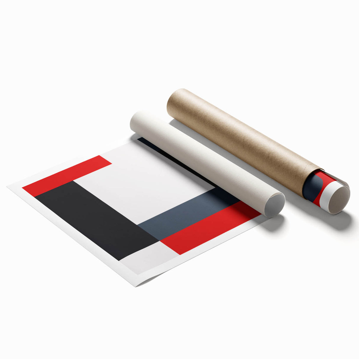 Modern Abstract Wall Art - Red, Black, and White Geometric Print