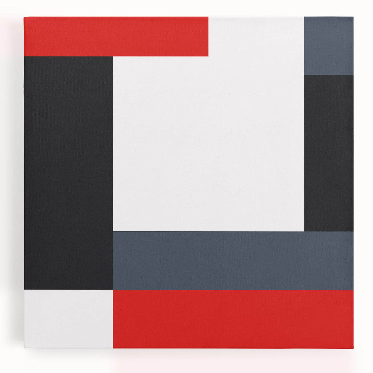 Modern Abstract Wall Art - Red, Black, and White Geometric Print